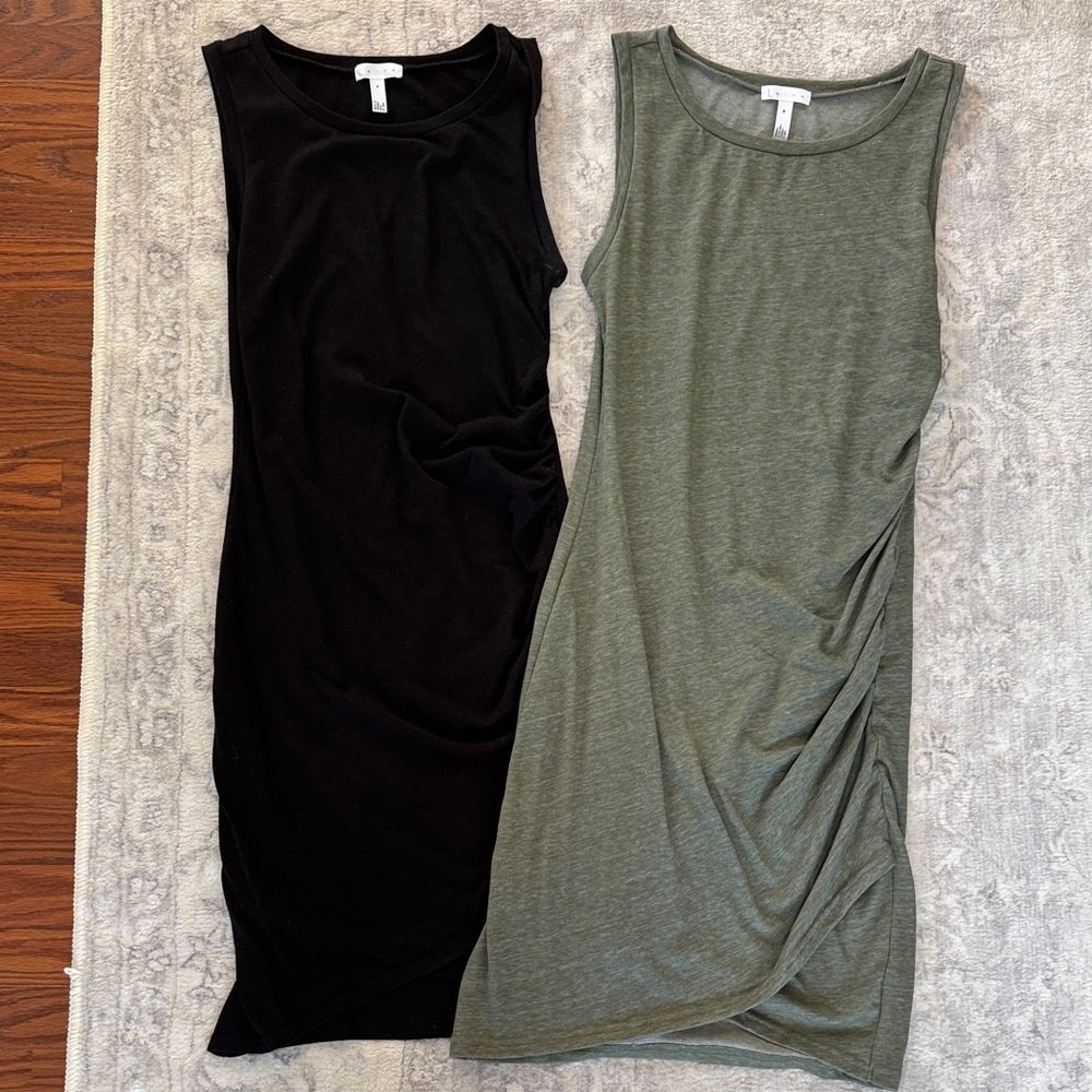 BUNDLE Leith Bodycon Black and Green Sleeveless Mini Dresses